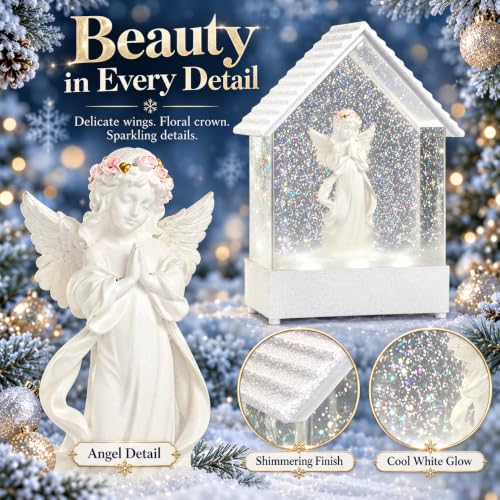 Angel Musical Snow Globe Lantern with Lights and Songs - Christmas & Holiday Decor