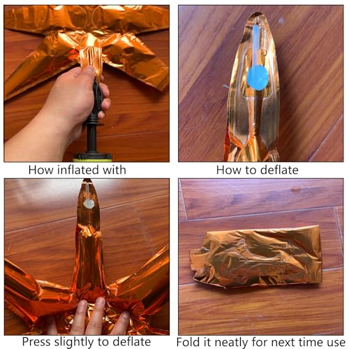 Orange Star Foil Balloons 22 Inch 14-Pointed 4D Cone Shape Party Decorations