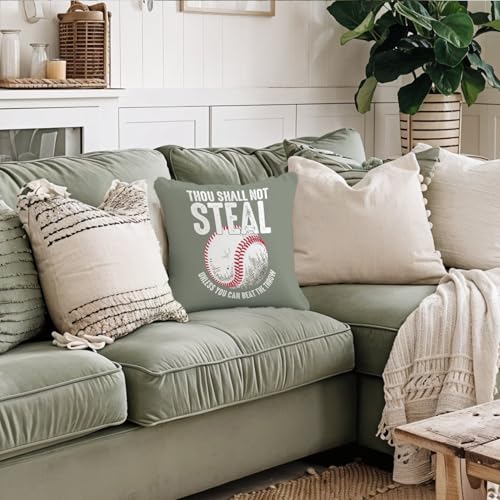 Baseball Decorative Pillow Cover 18x18 - Funny Quote for Kids' Rooms