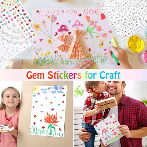 895 PCS Easter Gem Stickers Rhinestones Pearls for Crafts Face Makeup