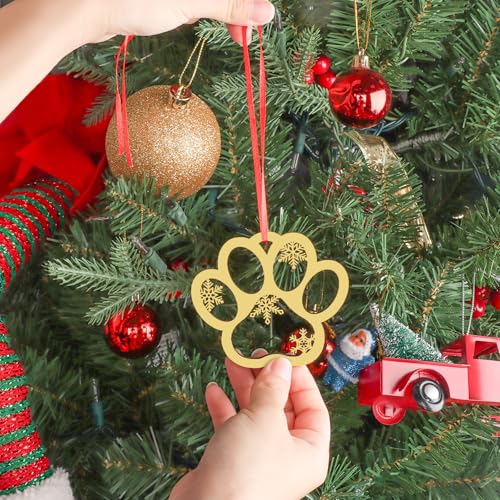 Personalized Wooden Dog Paw Ornament for Christmas Decor