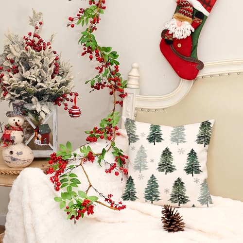 AACORS Christmas Pillow Cover 20x20 Inch - Green Snowflake Design