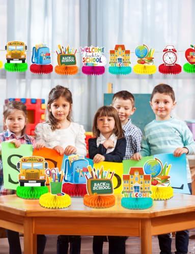Back to School Honeycomb Centerpieces - 9 Pcs Classroom Party Decorations
