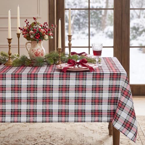 Romanstile Christmas Checkered Tablecloth Rectangle Red White 60 x 120 - Redwhiteplaid