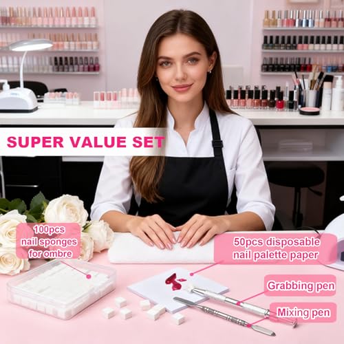 SHEERBLISS Ombre Nail Sponge Kit with Grabbing Pen and Palette Paper