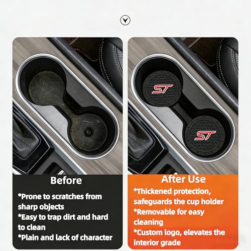 2 Pcs Black Silicone Car Cup Holder Coasters - Anti-Slip Design
