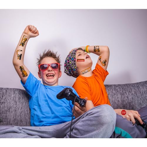 UVUXO Cars and Trucks Temporary Tattoos for Kids, 10 Sheets