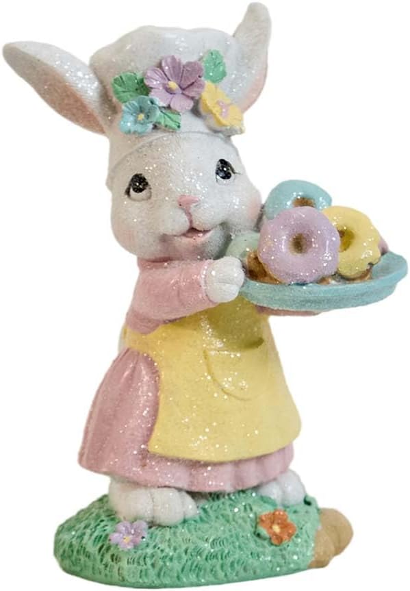 Zayton Easter Rabbit Statues - Handmade Resin Bunny Decorations for Spring | Indoor Tabletop Decor