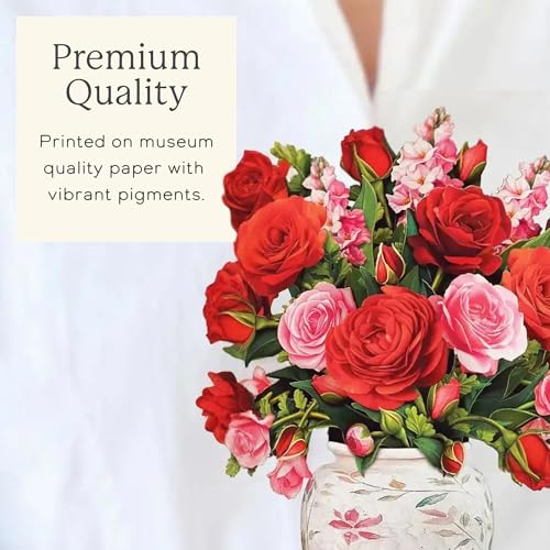 Blooming Roses Mini 3D Pop Up Card – Life-Sized Floral Art Gift