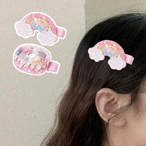 SICOPEE Glitter Hair Clips for Girls - 3 Pairs Sparkle Seashell and Cloud Hair Pins