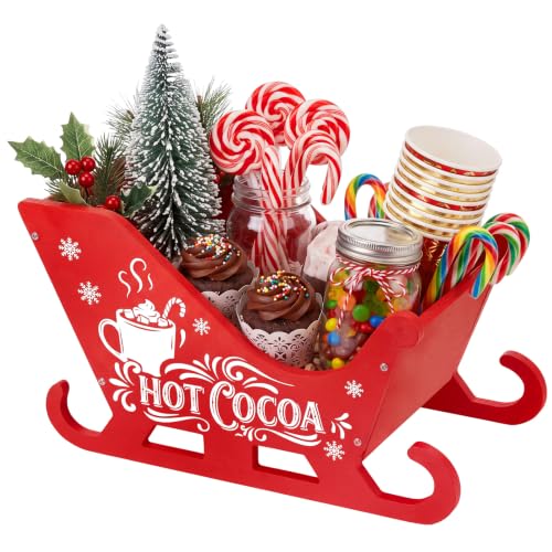 Christmas Sleigh Decor - Red Wooden Hot Cocoa Bar Tray - DIY Kit