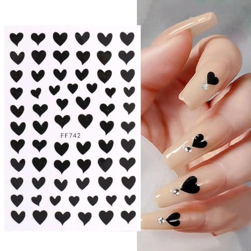SONGJIE 8 Sheets 3D Heart Nail Stickers Self-Adhesive Decals