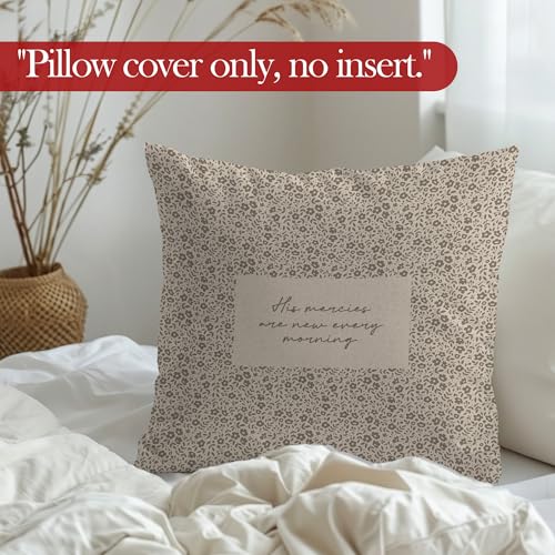 LRyeisahh Boho Floral Christian Throw Pillow Cover - Neutral Flower Religious Bible Verse 18x18, Variation 3