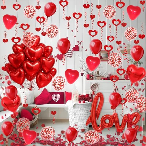 FECEDY Valentine's Day Party Decoration Set - Red 1 Heart Balloon Kit