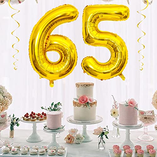 40-Inch Gold 65 Number Balloon for Birthday & Graduation Party