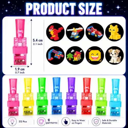 32 Pcs Glow Building Blocks Finger Lights for Parties