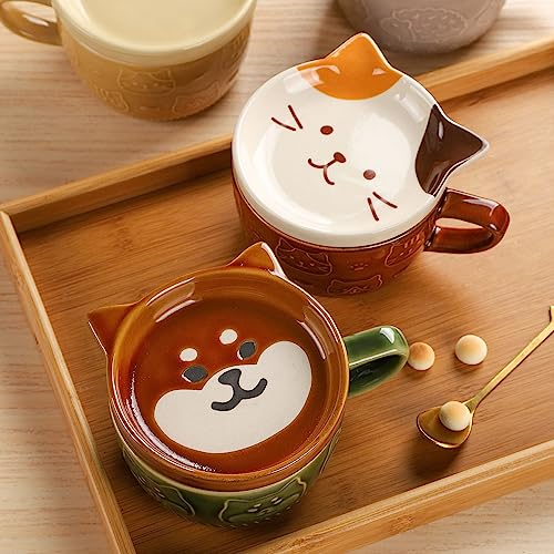 Dog Mug with Lid - 10 oz Cute Ceramic Coffee Cup for Dog Lovers, Novelty Gift