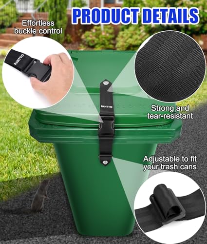 PAHTTO Adjustable Animal-Proof Trash Can Lock - Heavy-Duty Garbage Can Strap