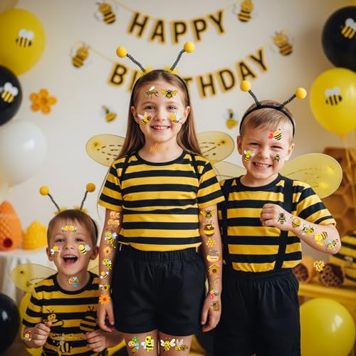 Bee Temporary Tattoos 50Pcs - Honey Party Favors & Kids Gifts