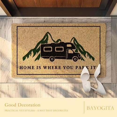 Mountain Camping Welcome Mat - 17x30 Inch Indoor Outdoor Doormat