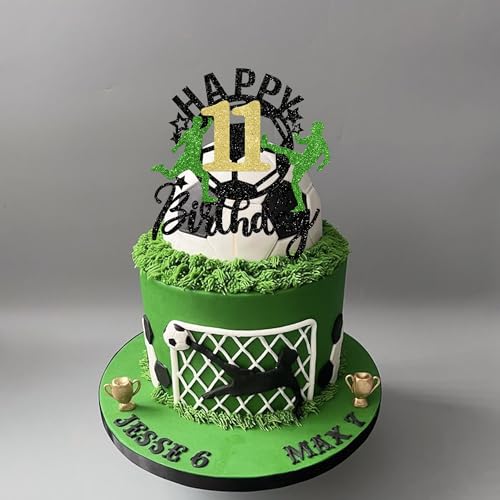 Soccer Cake Topper for 11th Birthday Party - Glitter Decoration