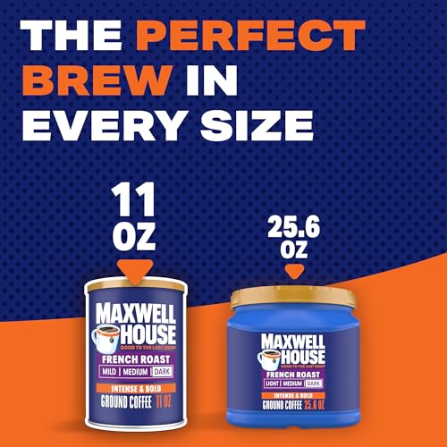 Maxwell House French Roast Ground Coffee, Dark Roast, 11 oz Resealable Can