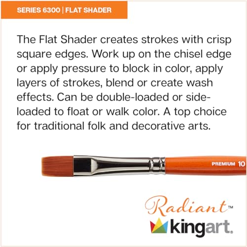 KINGART Premium Flat Shader Artist Paint Brush, Synthetic Taklon Hair Size 0
