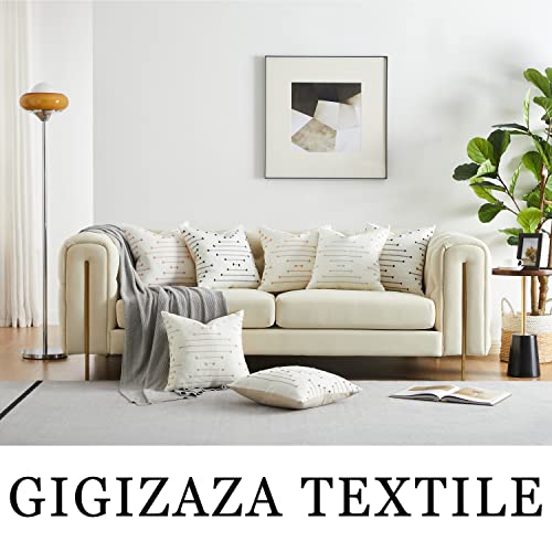 GIGIZAZA 18x18 Taupe Boho Pillow Covers - Set of 2 Cotton Linen