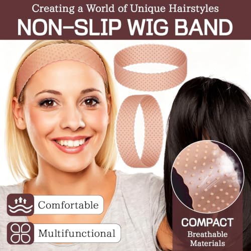 OLLBIT Non-Slip Silicone Wig Grip Band Adjustable Velvet Headband