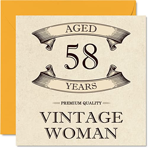 Vintage 58th Birthday Card for Women - Fun & Premium Quality