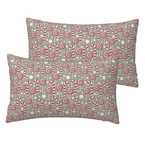 Christmas Candy Cane Lumbar Pillow Covers - Set of 2, 12x20