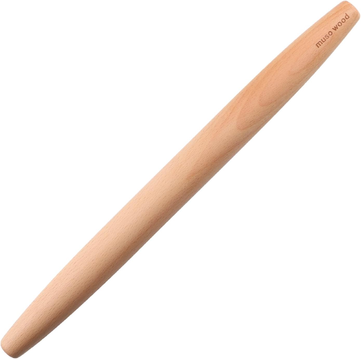 Muso Wood French Rolling Pin - Beech Wood Tapered Design for Baking | 15.75-Inch Length