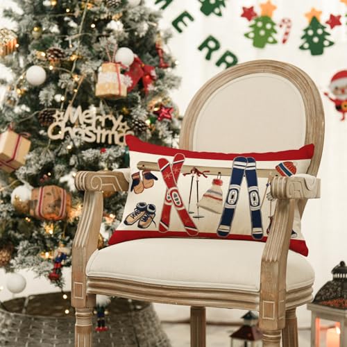 AVOIN Colorlife Winter Ice Skates Pillow Cover - 12x20 Inch
