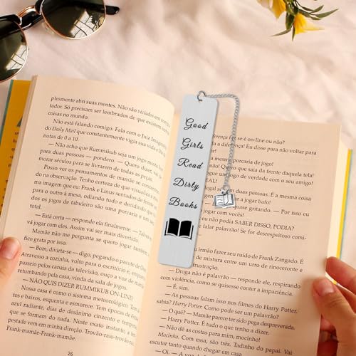 Dabihu Funny Metal Bookmark for Book Lovers and Women, Stainless Steel Bookworm Gift with Velvet Pouch