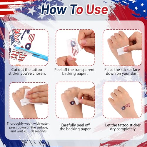 4th of July Face Stickers & Patriotic Glitter Tattoo Set