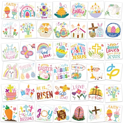 HOWAF 80Pcs Religious Easter Temporary Tattoos Christian Bible Stickers