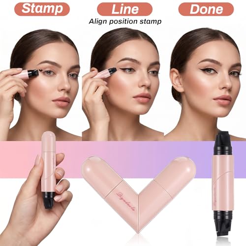 Dual-Ended Winged Eyeliner Stamp Pen 2 PCS Waterproof Black and Brown