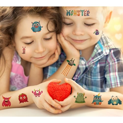Monster Temporary Tattoos for Kids - 10 Sheets Cute Party Favors