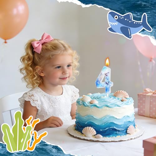 Shark Birthday Number Candle 0 - Fun Cake Topper for Parties