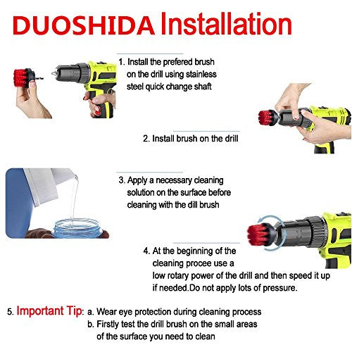 5-Inch Soft Bristle Drill Brush with Quick Change Shaft