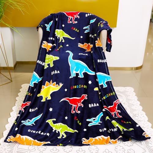 SNOWOLF Glow in the Dark Dinosaur Throw Blanket, Soft Fleece, 50" x 60"