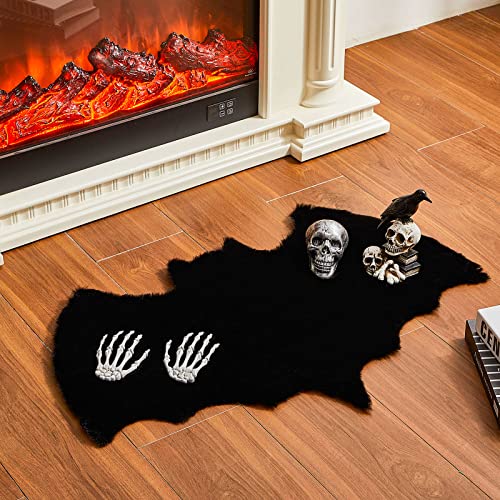 Gothic Bat Shaped Bath Mat | Soft Non-Slip Halloween Rug 32.5x21.7 in