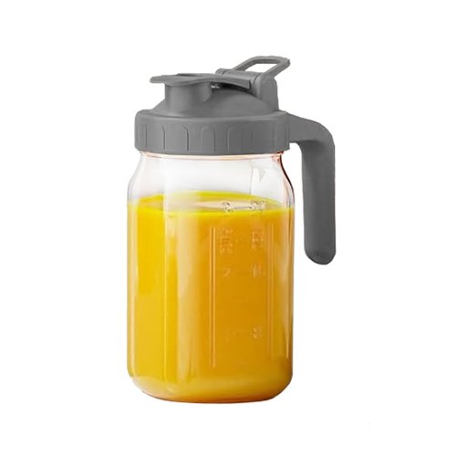 CasaVibe Mason Water Jar Wide Mouth 24 oz Mason Jar Sealed Plastic Lid with Pouring Air Tight Leak Proof Suitable for Tea, Milk, Lemonade, Juice, Coffee, Beverages, Etc