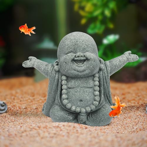 Laughing Buddha Statue - Natural Sandstone Zen Decor for Home & Office
