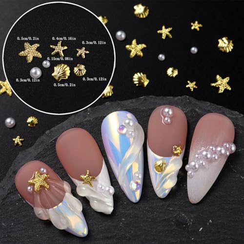 Ocean Nail Charms Starfish Seashell Pearls Mixed 3D Manicure Gems