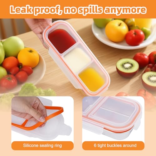 CLZWiiN 2-Compartment Stainless Steel Snack Container, Leak-Proof Bento Box
