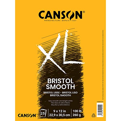 Canson XL Series Bristol Paper Pad, Smooth, 9x12 in, 25 Sheets