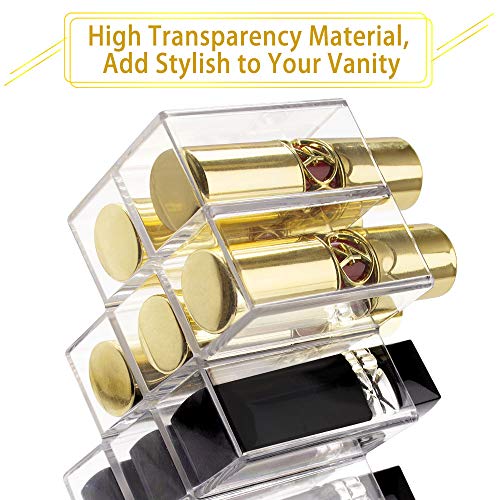 Nimiah 16-Slot Lipstick Organizer - Clear Acrylic Cosmetic Display Stand