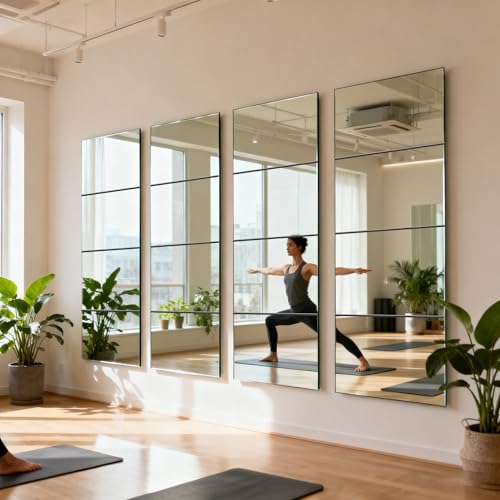 8"x8" Self-Adhesive Acrylic Mirror Tiles - 4 Pack for Home & Gym