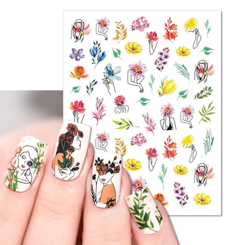 IDDFEVE Abstract Graffiti Nail Art Stickers - 3D Self-Adhesive Decals (9 Sheets)